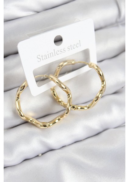 Bfs Pirinç Halka Model Gold Renk Kadın Küpe