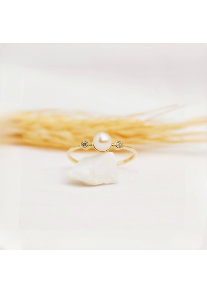 14K Solid Gold Tektaş İnci Yüzük indirimleri