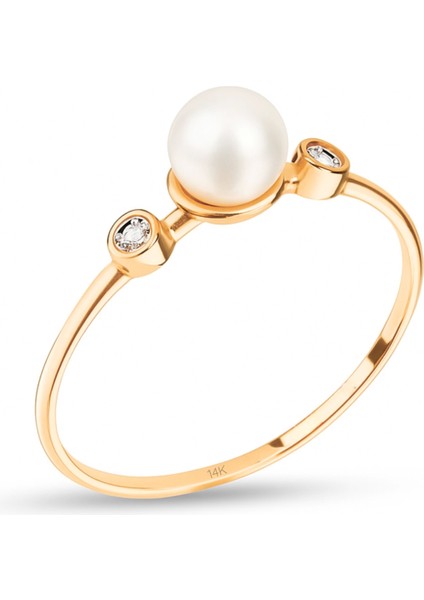 14K Solid Gold Tektaş İnci Yüzük modelleri