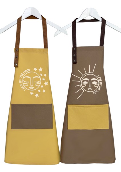 Kumaş Mutfak Önlüğü Seti 2'li Leke Tutmaz Su Itici %65 Pamuk %35 Polyester Sun & Moon Ay-Güneş Önlük fiyatları