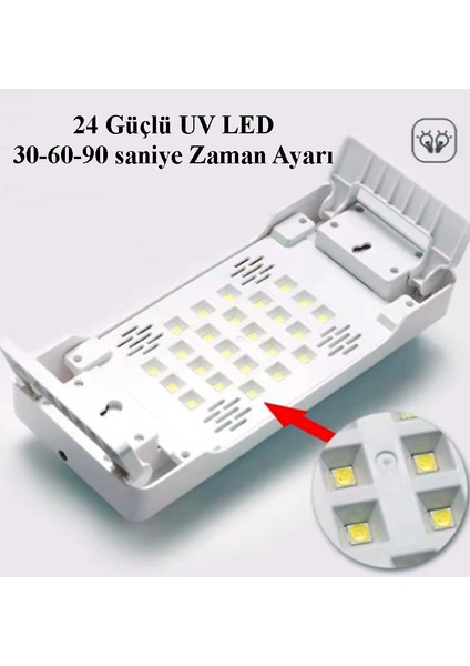 24 LED 72 Watt Profesyonel Oje Kurutucu - Manikür Pedikür ve Oje Işlemleri Için Yastıklı Tasarım