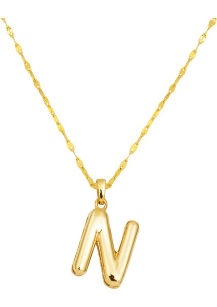 N Balon Harfi 14 Ayar Altın Kolye