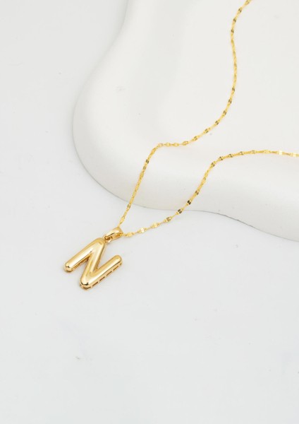 N Balon Harfi 14 Ayar Altın Kolye modelleri