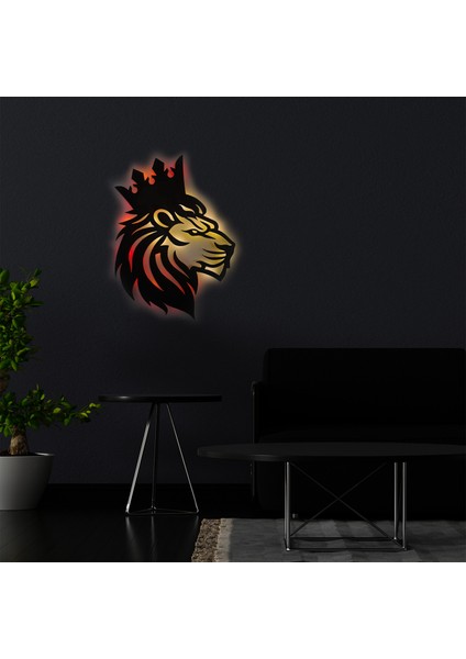 LED Işıklı Yan Portre Aslan Figürlü Tablo Duvar Dekorlu Gece Lambas indirimleri