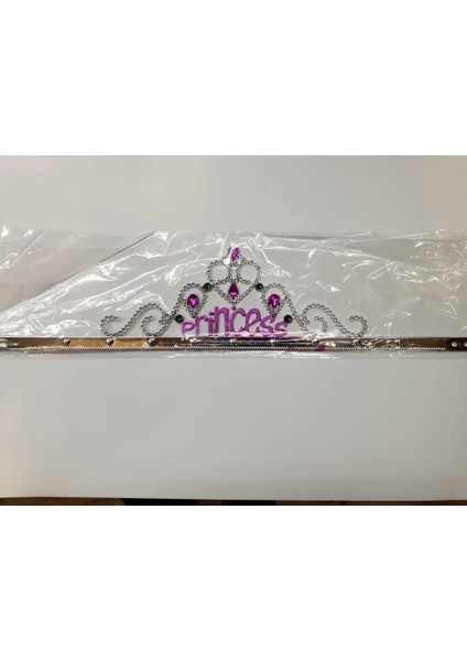 Bfs Gümüş Renk Prenses Yazılı Parti Tacı 60 cm