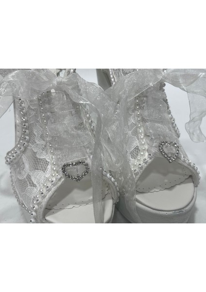 Ayakkabı Tutkusu Stilo Inci Kaplama Kalın Topuk Gelin Ayakkabısı 39 Numara fırsatları