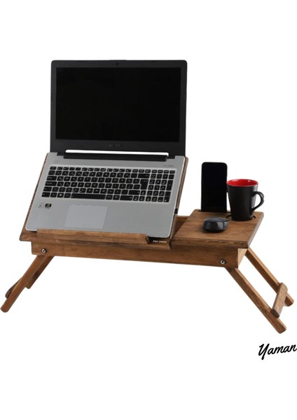 Orijinal Ahşap Katlanabilir Laptop ve Kitap Masası– Isim Yazılabilir, 3 Kademeli Ayarlanabilir