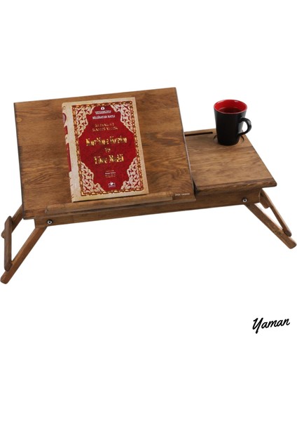Orijinal Ahşap Katlanabilir Laptop ve Kitap Masası– Isim Yazılabilir, 3 Kademeli Ayarlanabilir