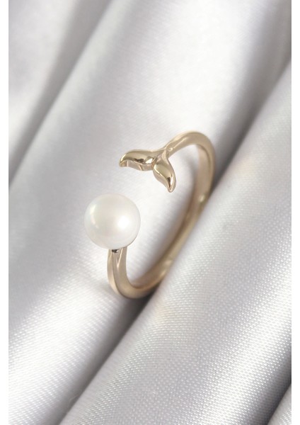 Bfs Pirinç Gold Renk Inci Top Figür Balık Kuyruğu Model Kadın Yüzük