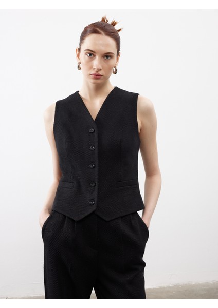 Örme Palazzo Pantolon-Yelek Takım Siyah indirimleri