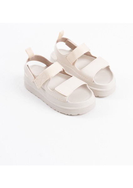 Zeta Premium Cırtlı Bej Kadın Sandalet