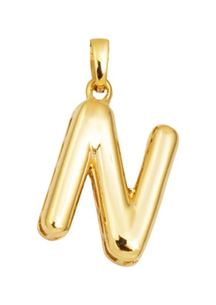 N Balon Harfi 14 Ayar Altın Kolye Ucu
