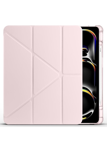 iPad Air 13 M2 / M3 Uyumlu Kılıf Kalem Bölmeli Tri Folding Standlı Arkası Silikon Uyku Modlu