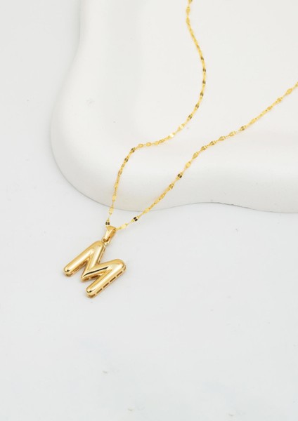 M Balon Harf 14 Ayar Altın Kolye modelleri