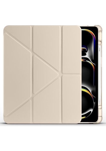 iPad Air 13 M2 / M3 Uyumlu Kılıf Kalem Bölmeli Tri Folding Standlı Arkası Silikon Uyku Modlu