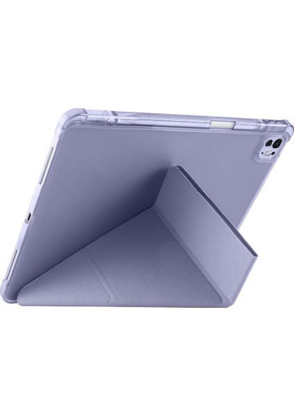 iPad Air 13 M2 / M3 Uyumlu Kılıf Kalem Bölmeli Tri Folding Standlı Arkası Silikon Uyku Modlu modelleri