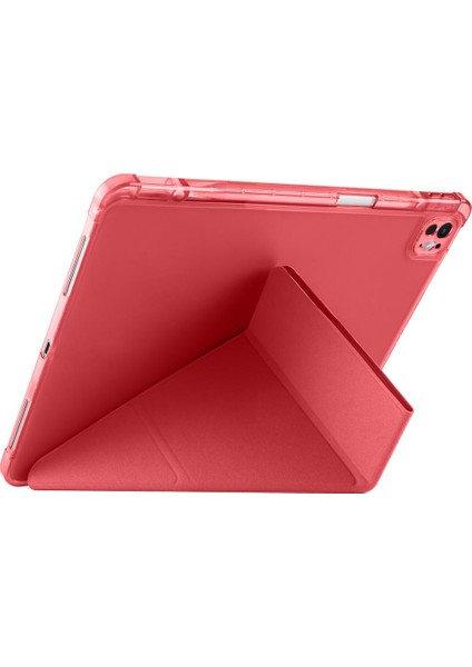 iPad Air 13 M2 / M3 Uyumlu Kılıf Kalem Bölmeli Tri Folding Standlı Arkası Silikon Uyku Modlu modelleri