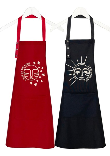 Kumaş Mutfak Önlüğü Seti 2'li Leke Tutmaz Su Itici %65 Pamuk %35 Polyester Sun & Moon Ay-Güneş Önlük fiyatları