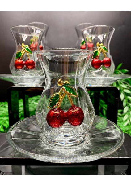 Çay Takımı 6 Kişilik 12 Parça Kiraz Detaylı modelleri