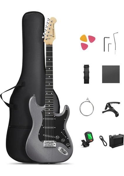 Dst-80 St Elektro Gitar Seti (Matton Black)
