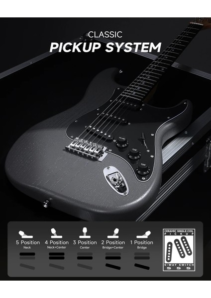 Dst-80 St Elektro Gitar Seti (Matton Black) fiyatları