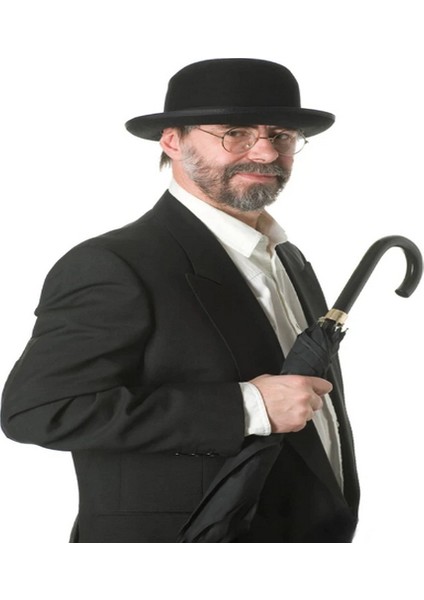 Siyah Renk Yetişkin Boy Retro Bowler Derby Şapkası 58 cm modelleri