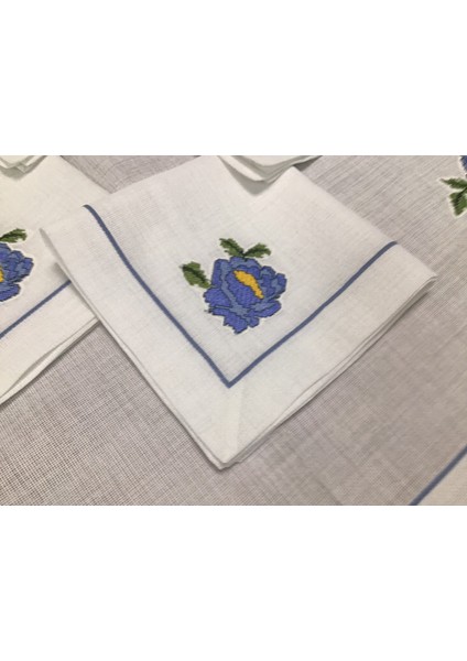 Mavi Kaneviçe Işlemeli Mutfak Takımı- 7 Parça fiyatları