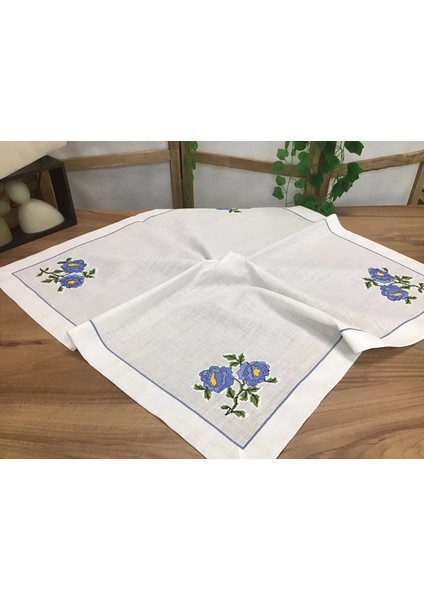 Mavi Kaneviçe Işlemeli Mutfak Takımı- 7 Parça modelleri