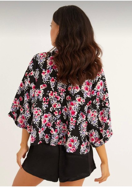 Çiçek Desenli Kısa Oversize Gömlek modelleri