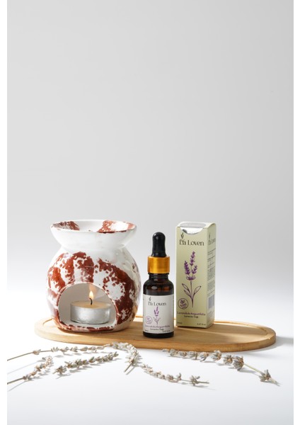 Meditasyon Ikilisi | Lavanta Yağı ve Bordo Desenli Buhurdanlık | %100 Doğal fiyatları