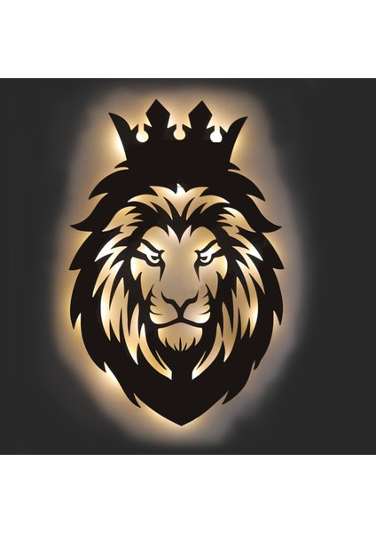 LED Işıklı Portre Aslan Figürlü Tablo Duvar Dekorlu Gece Lambası