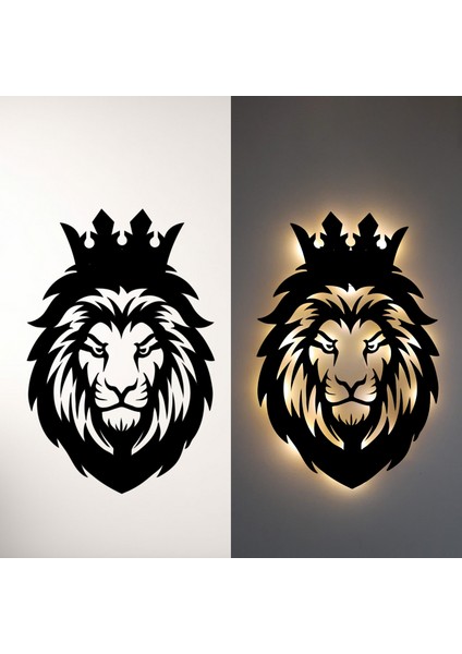 LED Işıklı Portre Aslan Figürlü Tablo Duvar Dekorlu Gece Lambası fiyatları