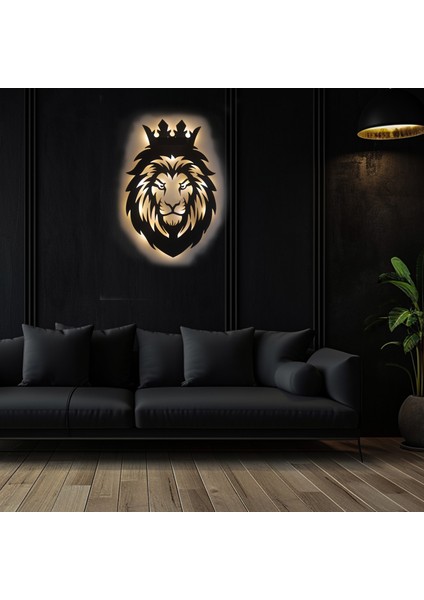 LED Işıklı Portre Aslan Figürlü Tablo Duvar Dekorlu Gece Lambası modelleri