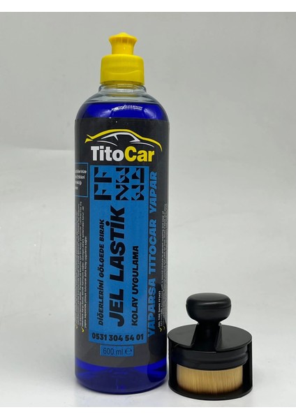 Vip FF3423 Lastik Jel 600 ml + Hazneli Lastik Parlatma Fırçası Siyah