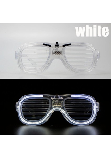 Beyaz LED Işıklı Parti Gözlüğü - Neon Glow Şerit Gözlük 3 Modlu