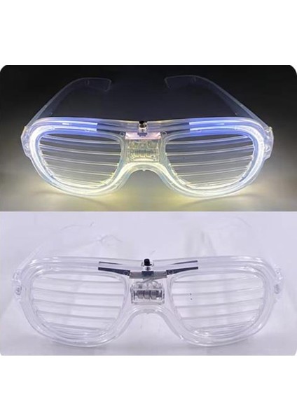 Beyaz LED Işıklı Parti Gözlüğü - Neon Glow Şerit Gözlük 3 Modlu fırsatları