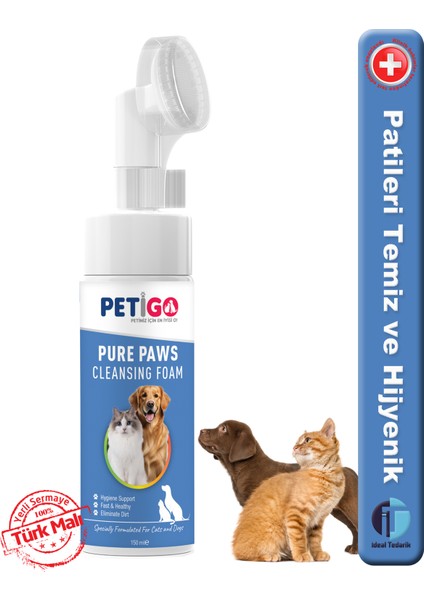 – Kedi ve Köpekler Için Pati Temizleme Köpüğü - 150 ml Pure Paws / Özel Fırça Başlı