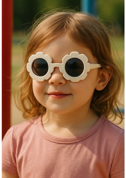 Kids Güneş Gözlüğü Beyaz Papatya Çerçeve Uv 400 Korumalı Ce Belgeli Güneş Gözlüğü Unisex