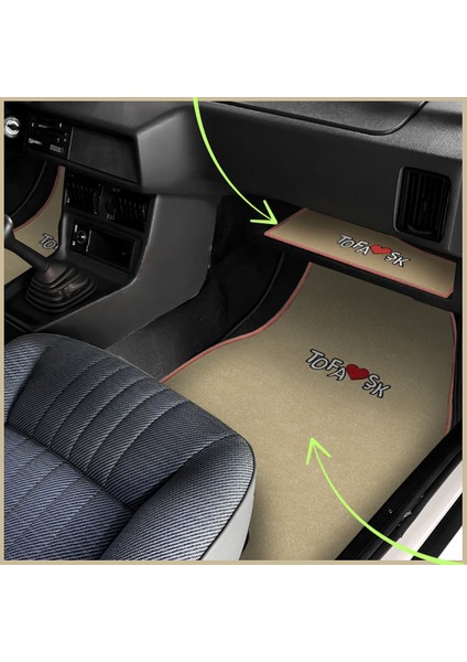 Tofaş Şahin Doğan Kartal Nakışlı Bej Renk Oto Halı Paspas | Tofaş Bej Torpido Alt Kaplama Örtüsü