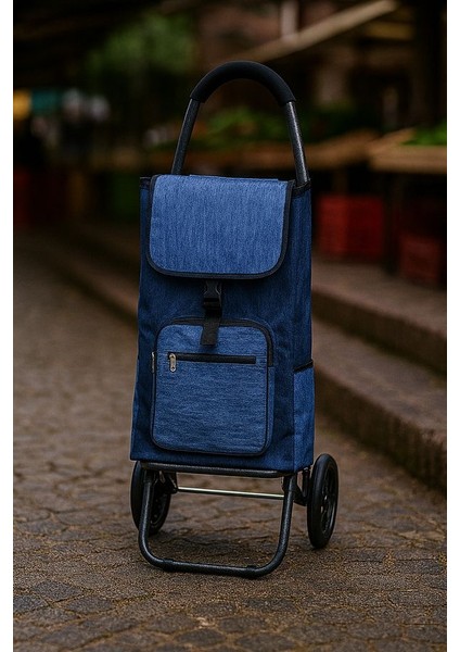 Katlanabilir Alışveriş Pazar Arabası – Sessiz Teker, Su Geçirmez Kumaş, Fermuarlı Çanta fırsatları