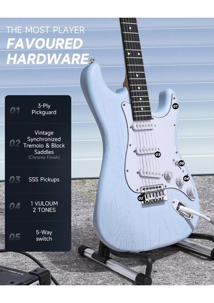 Dst-80 St Elektro Gitar Seti (Sonic Blue) fırsatları