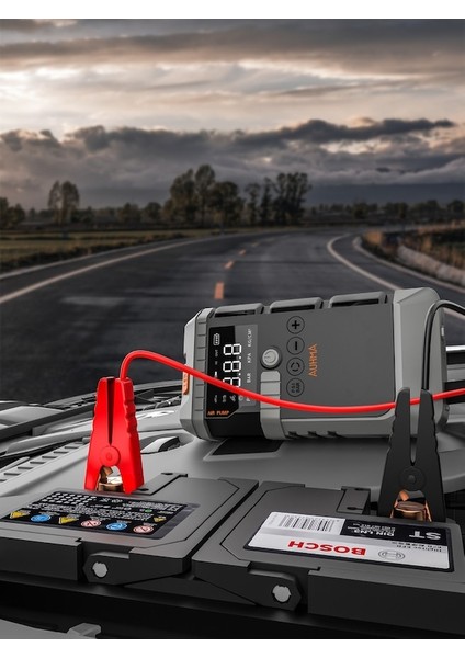 Şarjlı 12.000 Mah Taşınabilir Çantalı Araç Akü Şarj Takviyeli Işıklı Hava Kompresörü 4'ü 1 Arada Powerbank, Jump Starter fiyatları