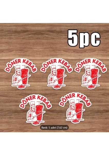 Döner Kebab Sticker – 5’li Paket | Fast Food Restoran Etiketi (7,6 Cm)