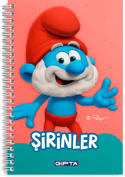 Şirinler Karton Kapak Spiralli Not Defteri A6 80 Çizgili 1 Adet (7800)