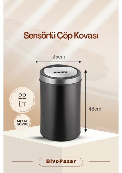 Sensörlü Çöp Kovası USB Şarjlı 22 Lt