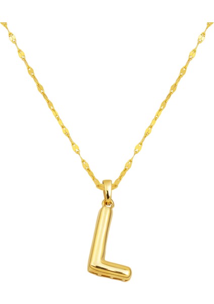14 Ayar Altın Balon L Harfi Kolye