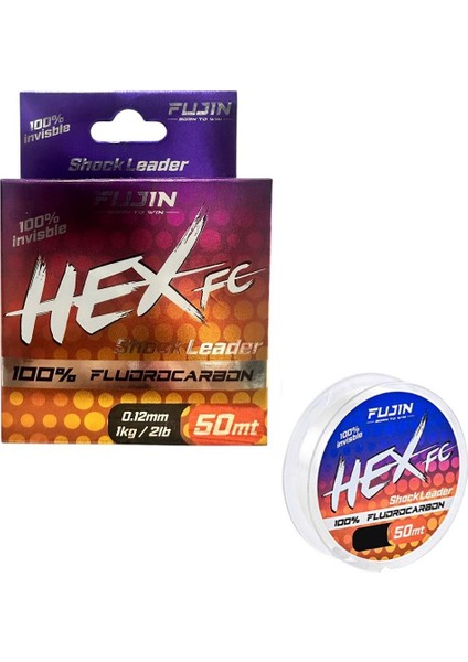 Hex Fc 50MT 0.12MM Fluorocarbon Leader Misina