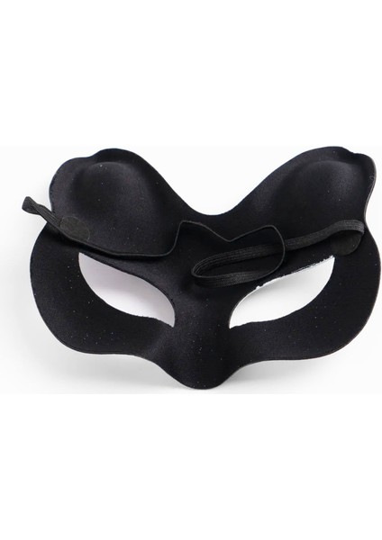 Siyah Renk Süet Kaplama Üzeri Gümüş Yeşil Simli Kedi Maskesi 17X14 cm fiyatları