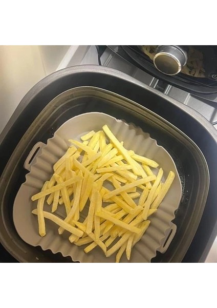 Bfs Renkli Isıya Dayanıklı Yıkanılabilir Silikon Fırın Airfryer Kare Model Pişirme Matı 20 cm