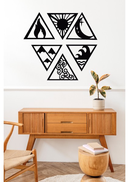 Klasik 6 Element Sembolü Tablo Duvar Dekoru Mdf Tablo